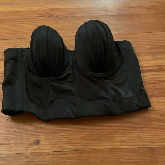 French Kiss Black Strapless Bustier Corset Womens Size Large Underwire Padded - Picture 12 of 13